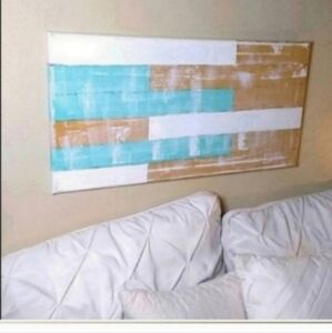 Farm house wooden floor painting headboard gift distressed latex on canvas